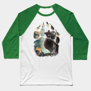 Realistic Bear Cub In the Bear Print/ Cute Bear Cub On the Tree Baseball T-Shirt
